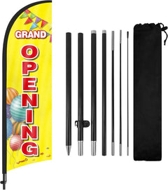 8Ft Grand Opening Yellow Feather Flag with Pole and Ground Stake