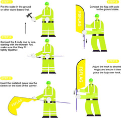 8Ft Grand Opening Yellow Feather Flag with Pole and Ground Stake