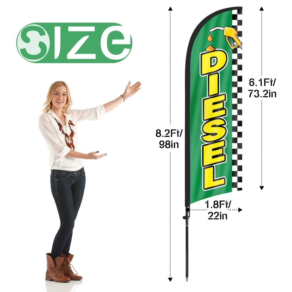 8ft Green Auto Detail Feather Flag for Auto Detail Business