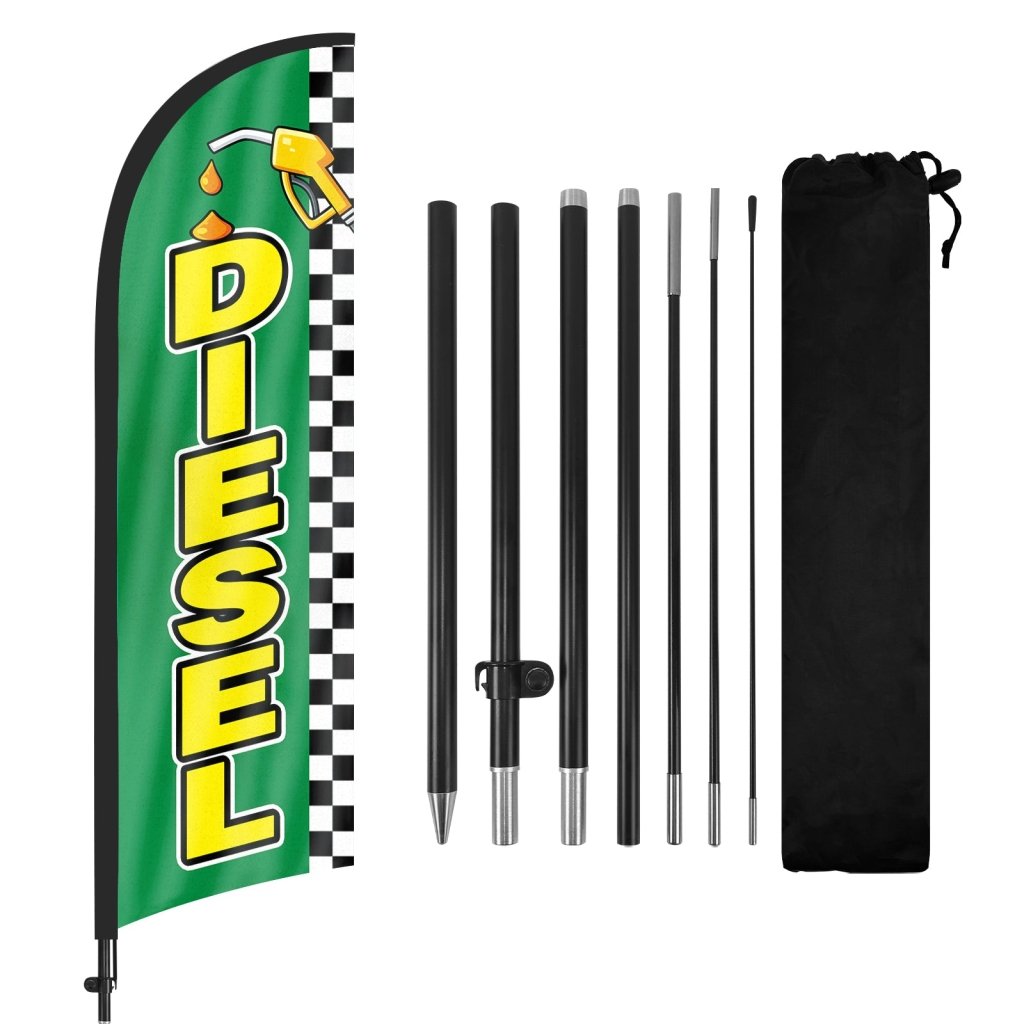 8ft Green Auto Detail Feather Flag for Auto Detail Business