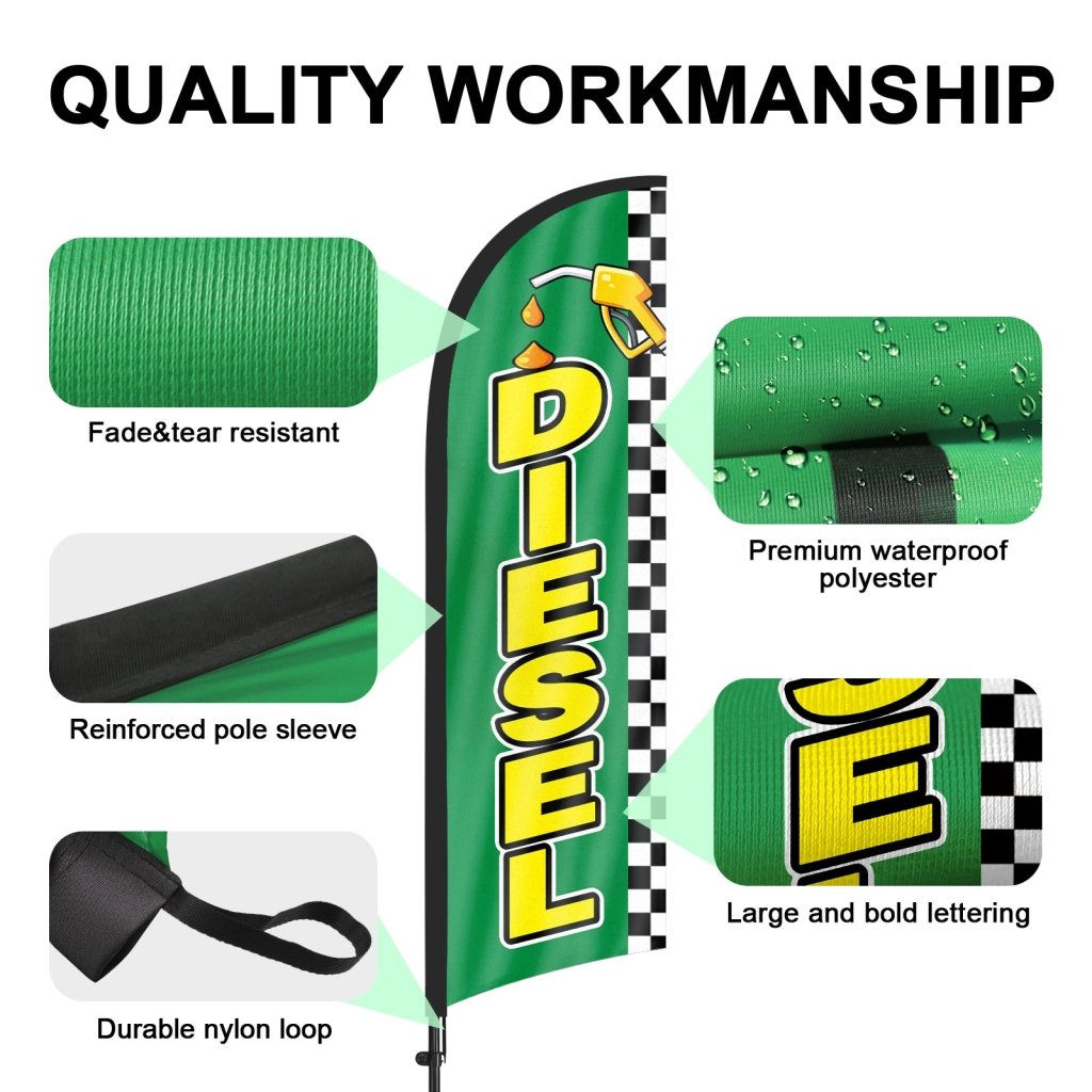 8ft Green Auto Detail Feather Flag for Auto Detail Business