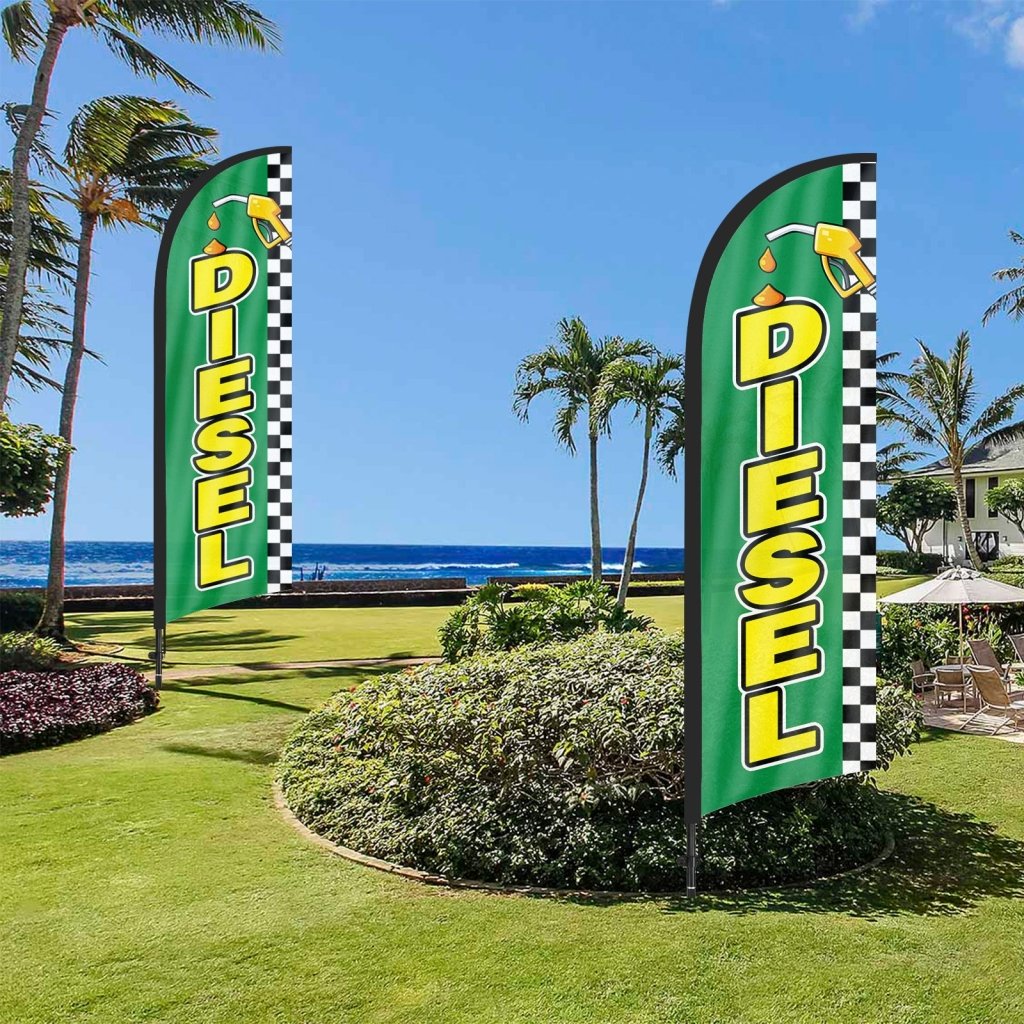 8ft Green Auto Detail Feather Flag for Auto Detail Business