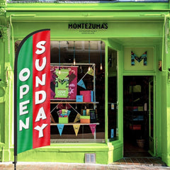 8Ft Green Open Sunday Feather Flag with Pole & Stake