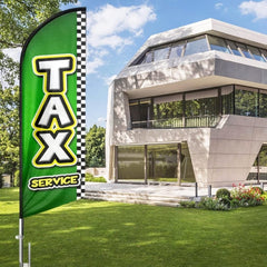 8FT Green Tax Service Advertising Swooper Flag - FSFlag