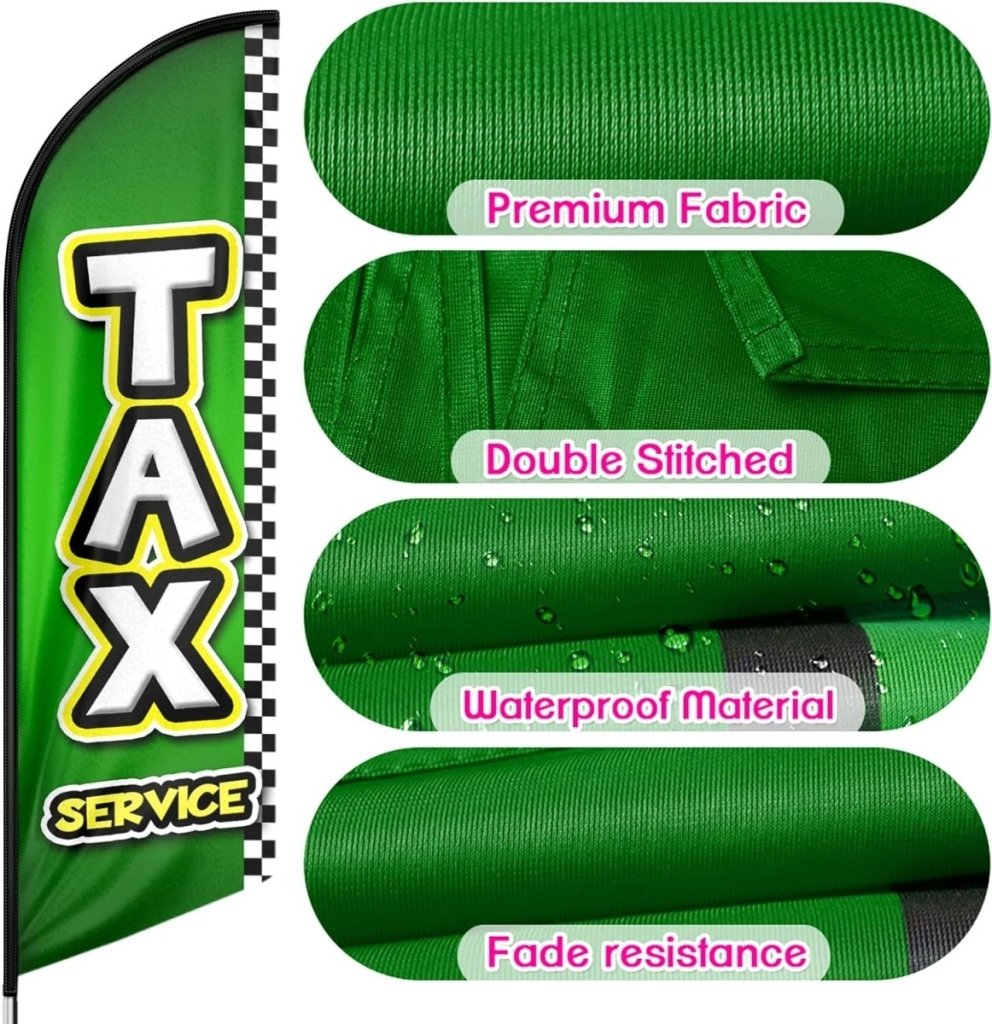 8FT Green Tax Service Advertising Swooper Flag - FSFlag