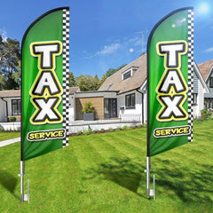 8FT Green Tax Service Advertising Swooper Flag - FSFlag