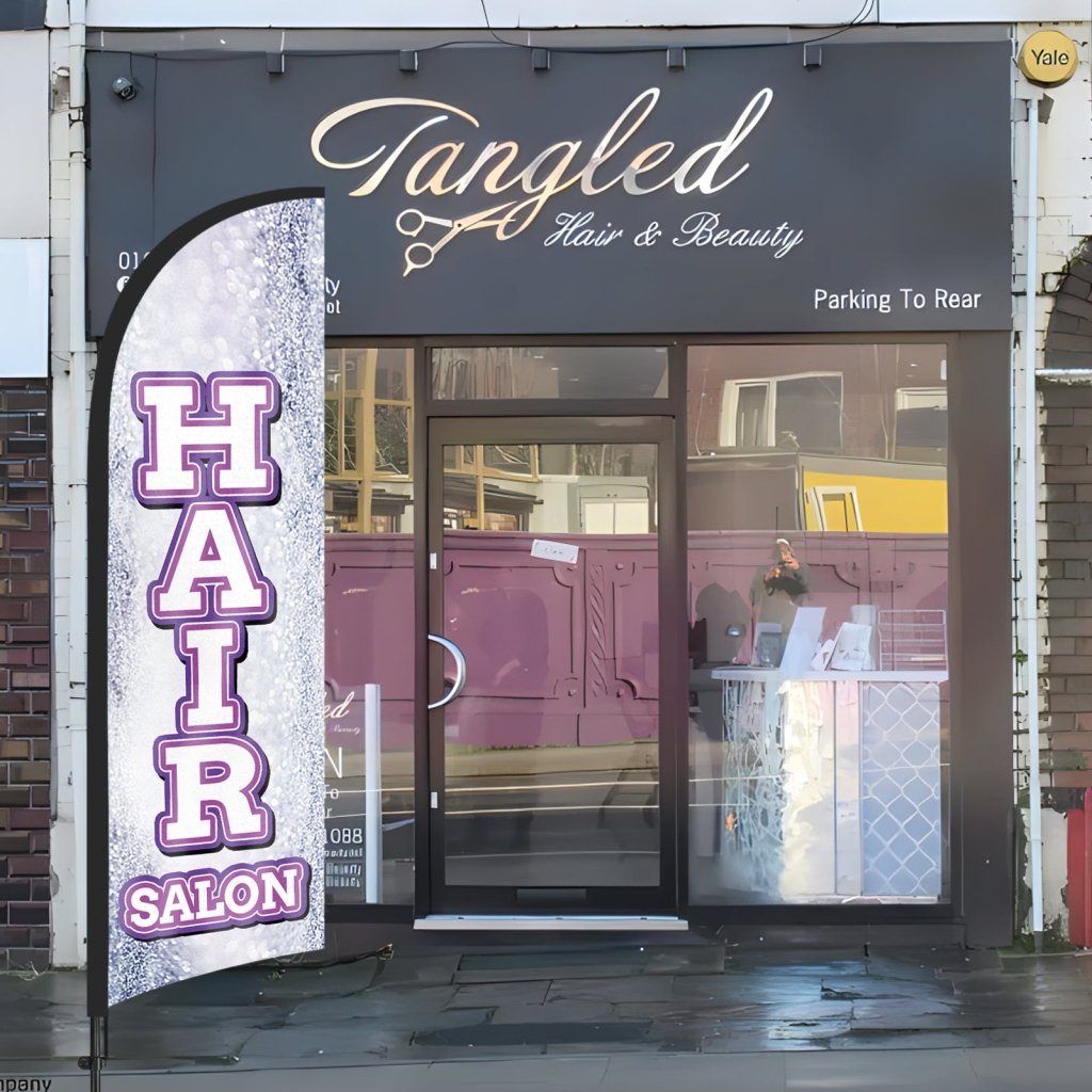 8Ft Hair Salon 01 Feather Flag with Pole & Stake