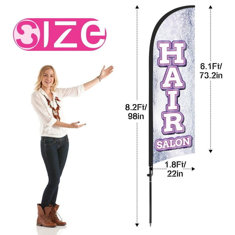8Ft Hair Salon 01 Feather Flag with Pole & Stake