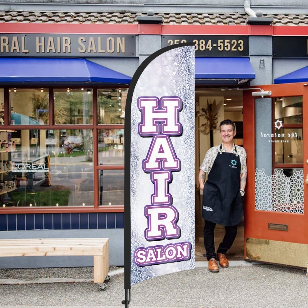 8Ft Hair Salon 01 Feather Flag with Pole & Stake