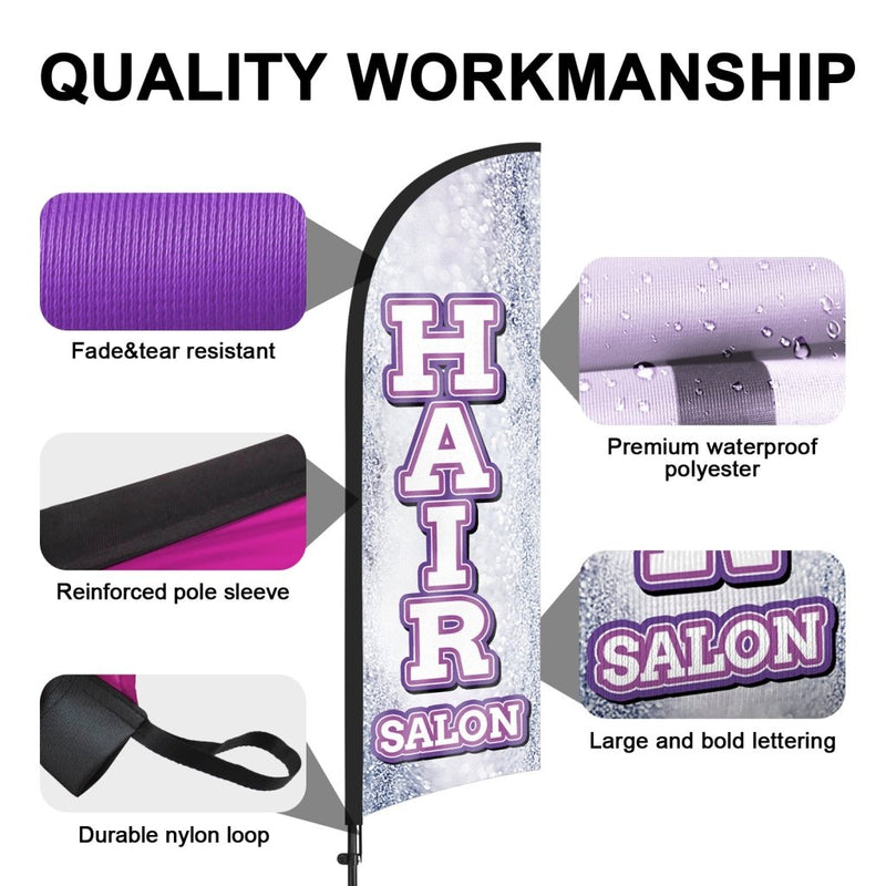 8Ft Hair Salon 01 Feather Flag with Pole & Stake