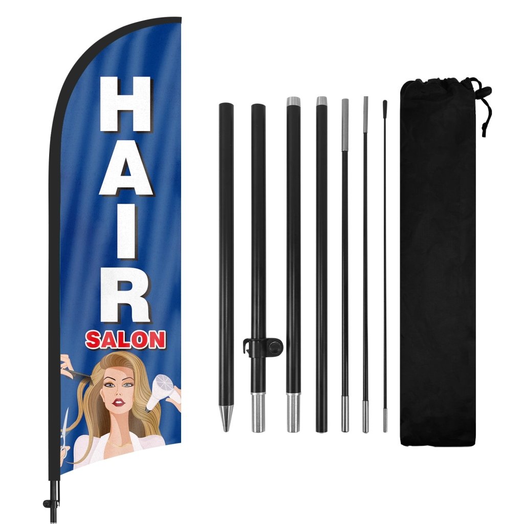 8Ft Hair Salon Feather Flag with Pole & Stake