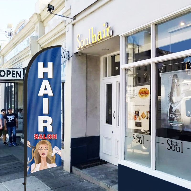 8Ft Hair Salon Feather Flag with Pole & Stake
