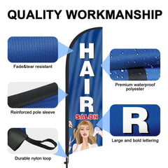 8Ft Hair Salon Feather Flag with Pole & Stake