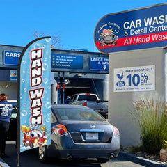 8Ft Hand Wash Feather Flag with Pole & Stake