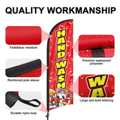 8Ft Hand Wash Red Feather Flag with Pole & Stake