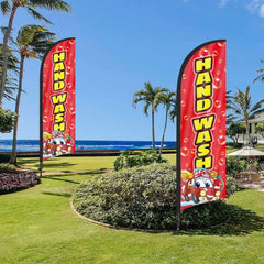 8Ft Hand Wash Red Feather Flag with Pole & Stake