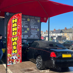 8Ft Hand Wash Red Feather Flag with Pole & Stake