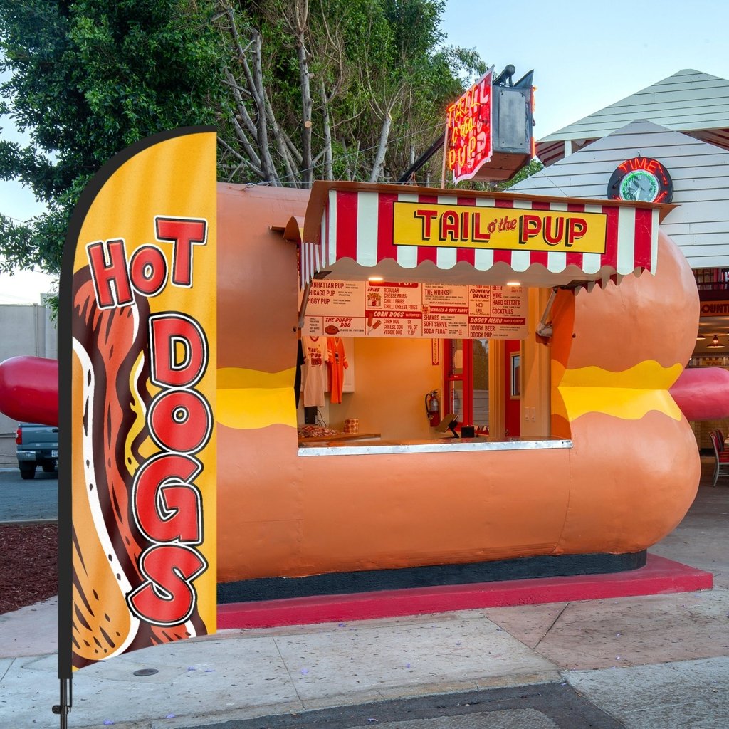 8ft Hot Dogs Feather Flag with Pole and Stake