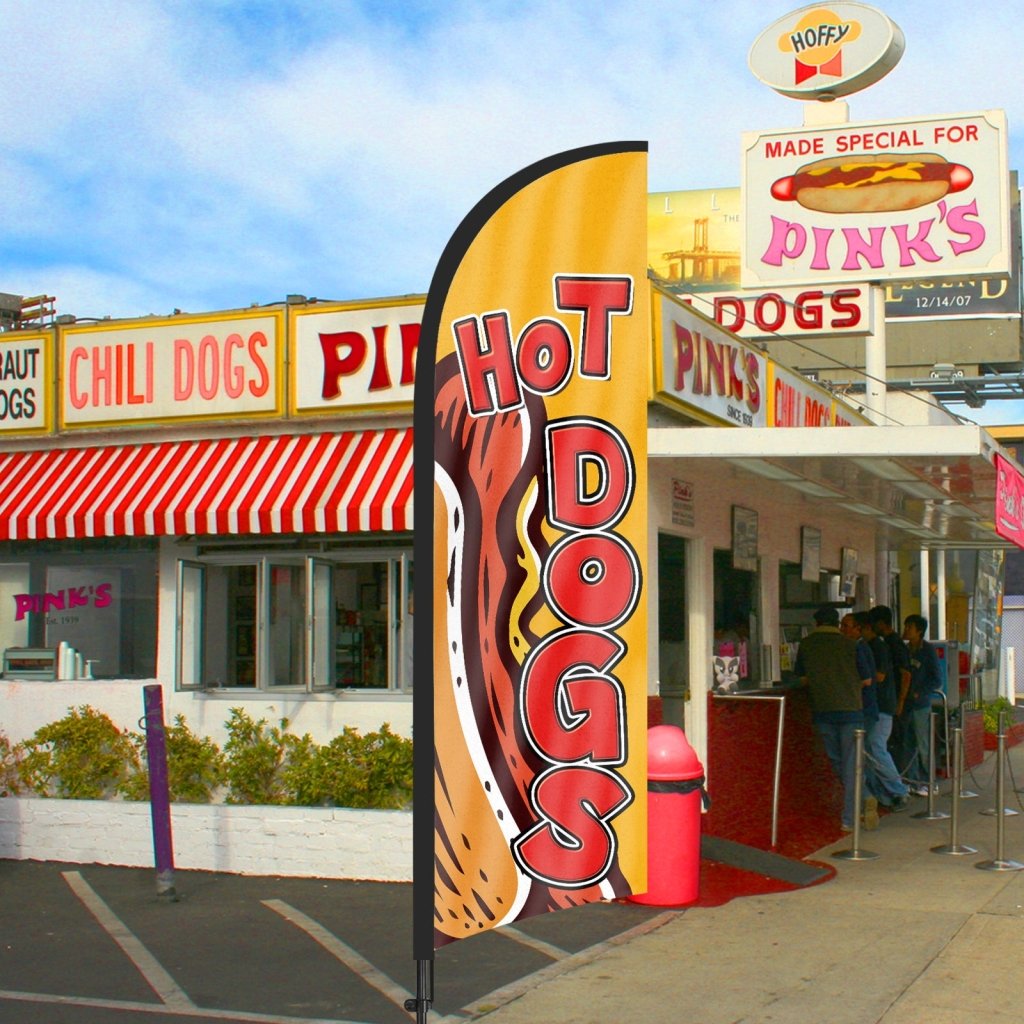 8ft Hot Dogs Feather Flag with Pole and Stake