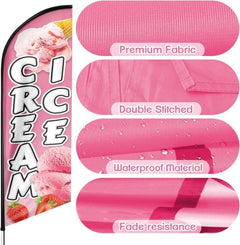 8Ft Ice Cream Swooper Feather Flag for Ice Cream Business（Flagpole Not Included） - FSFlag