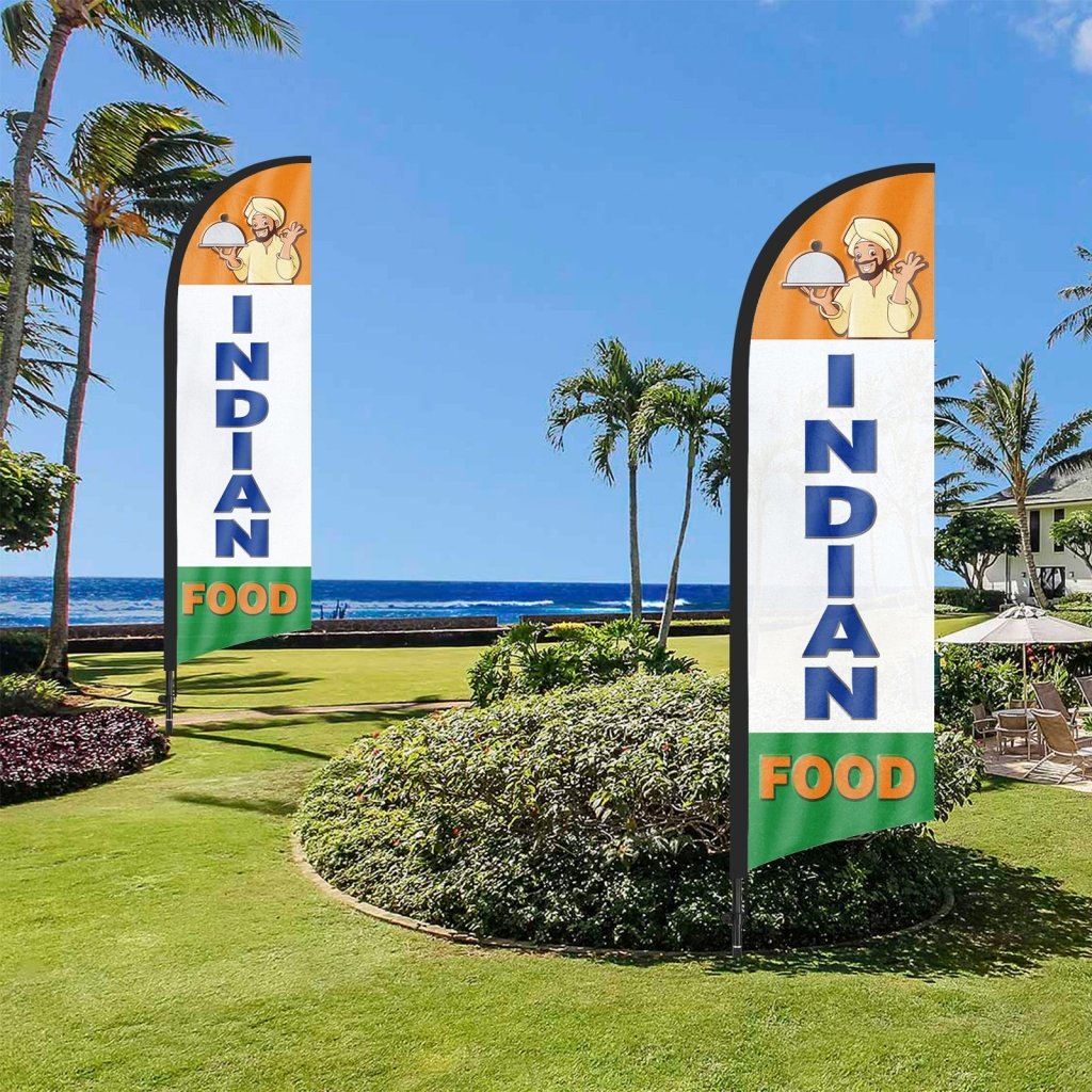 8ft Indian Food Feather Flag Kit with Pole and Stake