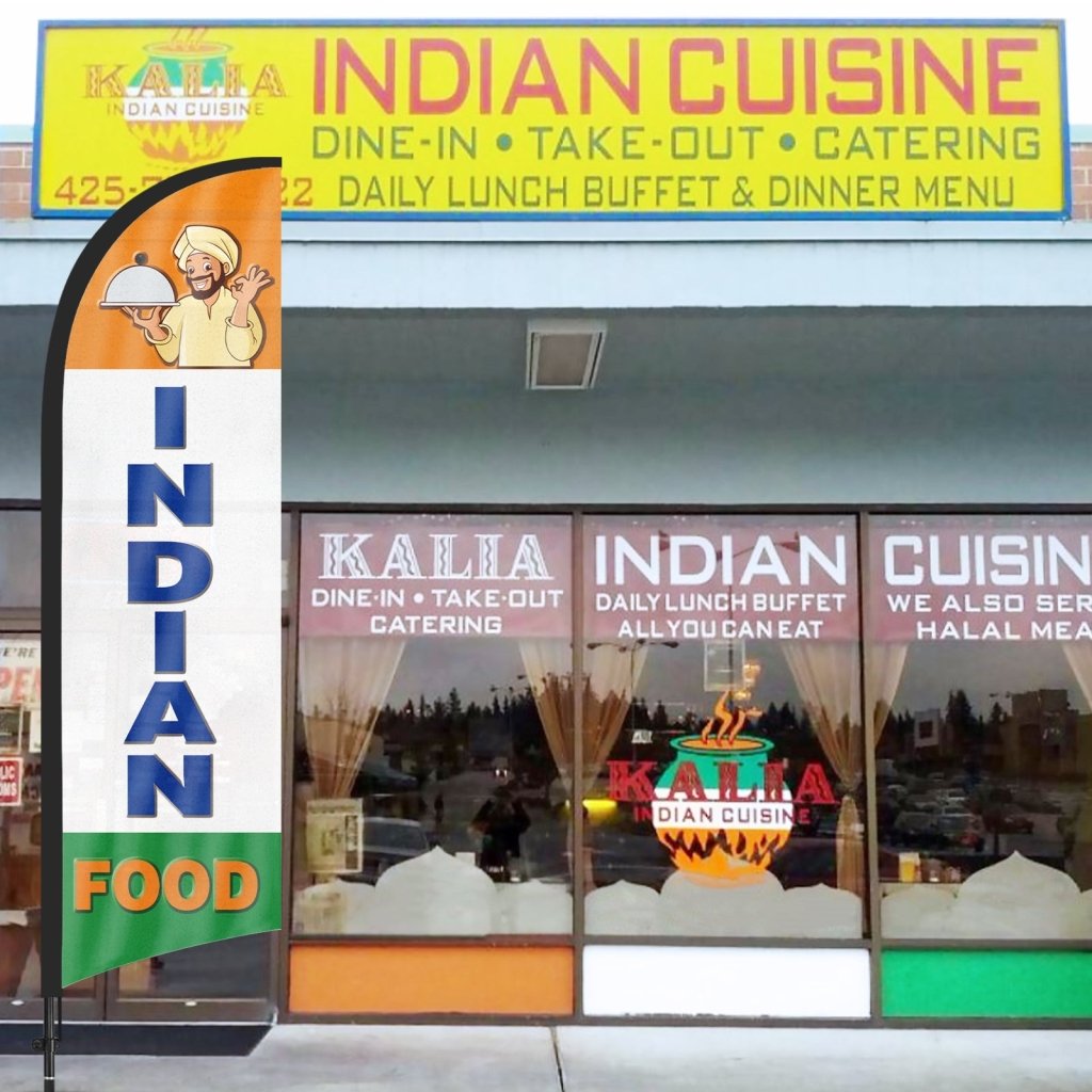 8ft Indian Food Feather Flag Kit with Pole and Stake