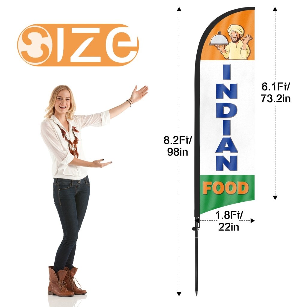 8ft Indian Food Feather Flag Kit with Pole and Stake