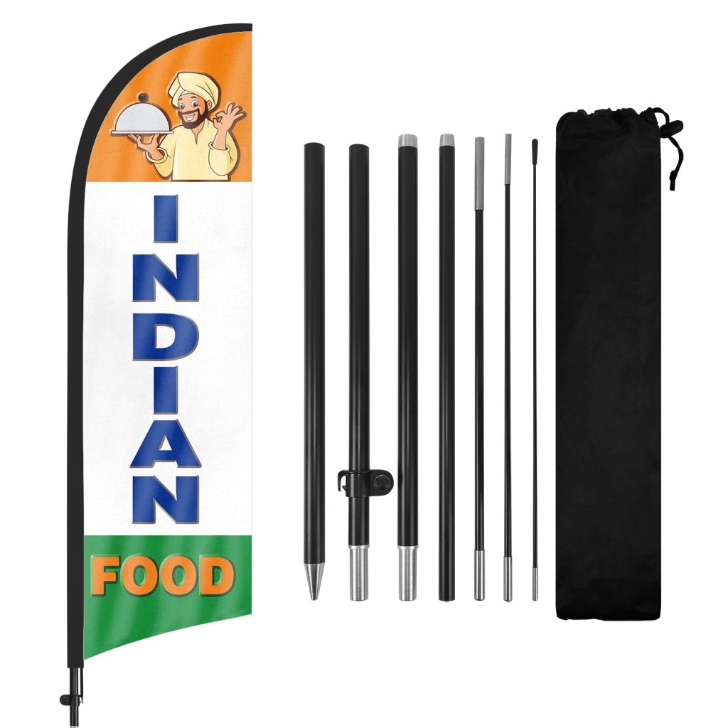 8ft Indian Food Feather Flag Kit with Pole and Stake