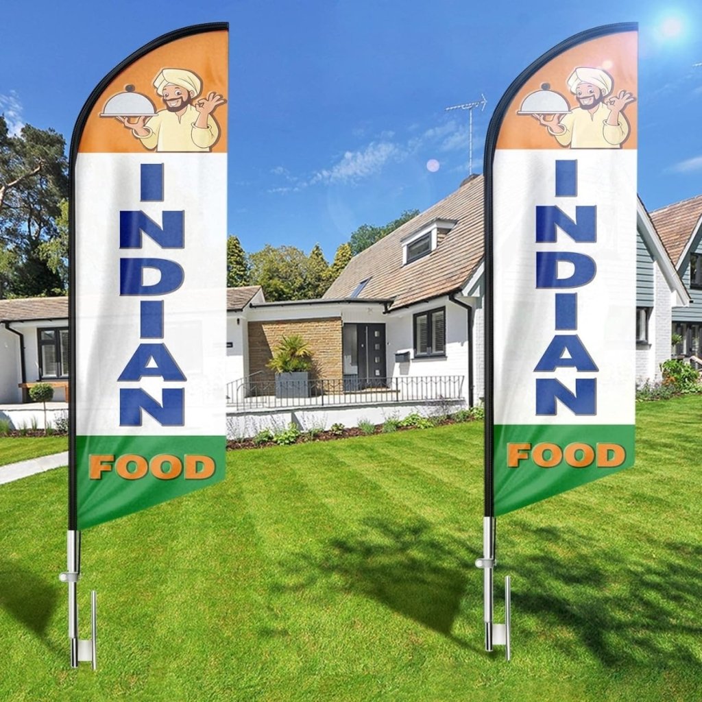 8ft Indian Food Feather Flag - Promote Your Indian Food Business!（Flagpole Not Included） - FSFlag