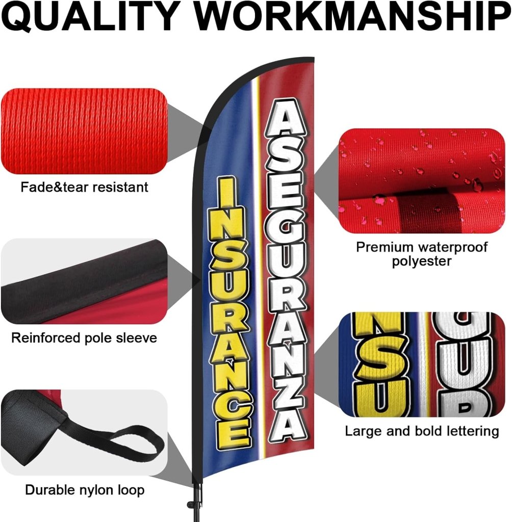 8ft Insurance Feather Flag with Pole & Stake