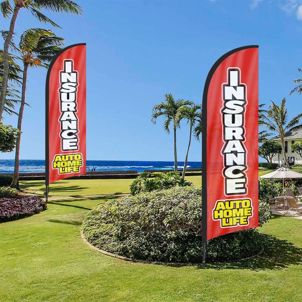 8ft Insurance Feather Flag with Pole & Stake