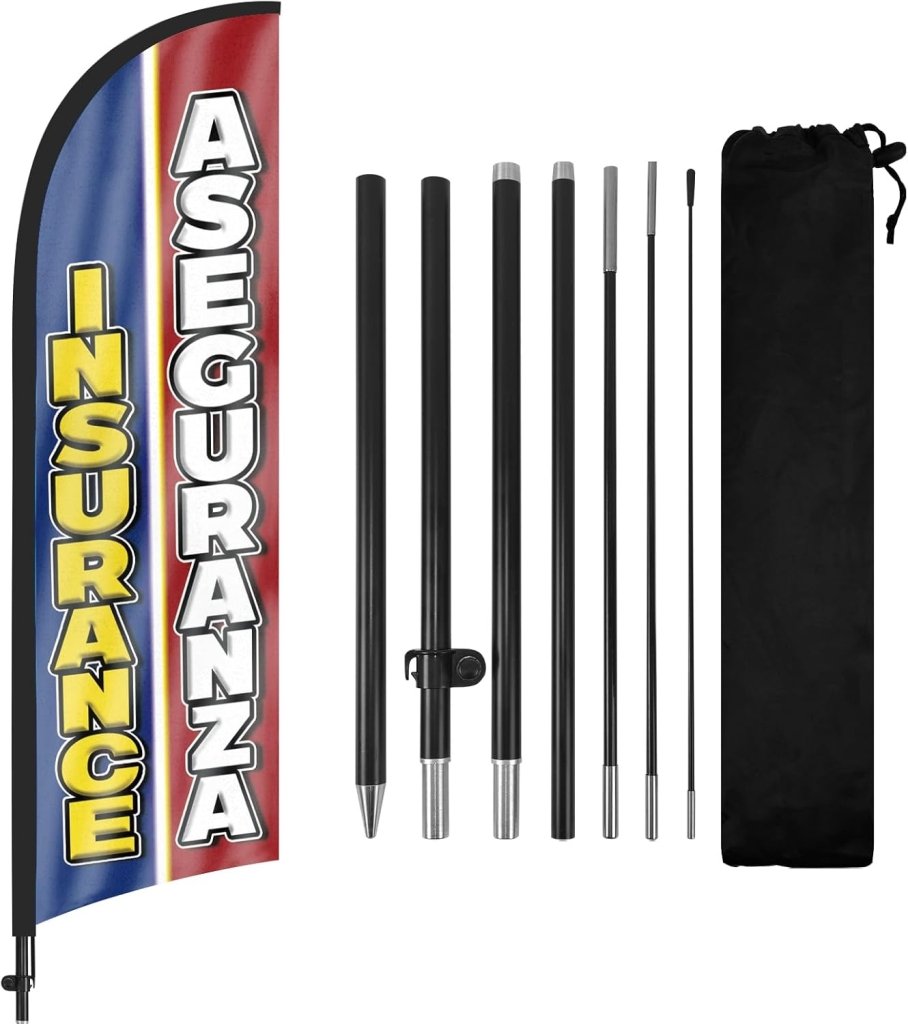 8ft Insurance Feather Flag with Pole & Stake