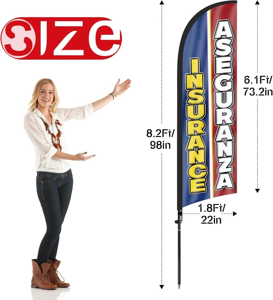 8ft Insurance Feather Flag with Pole & Stake