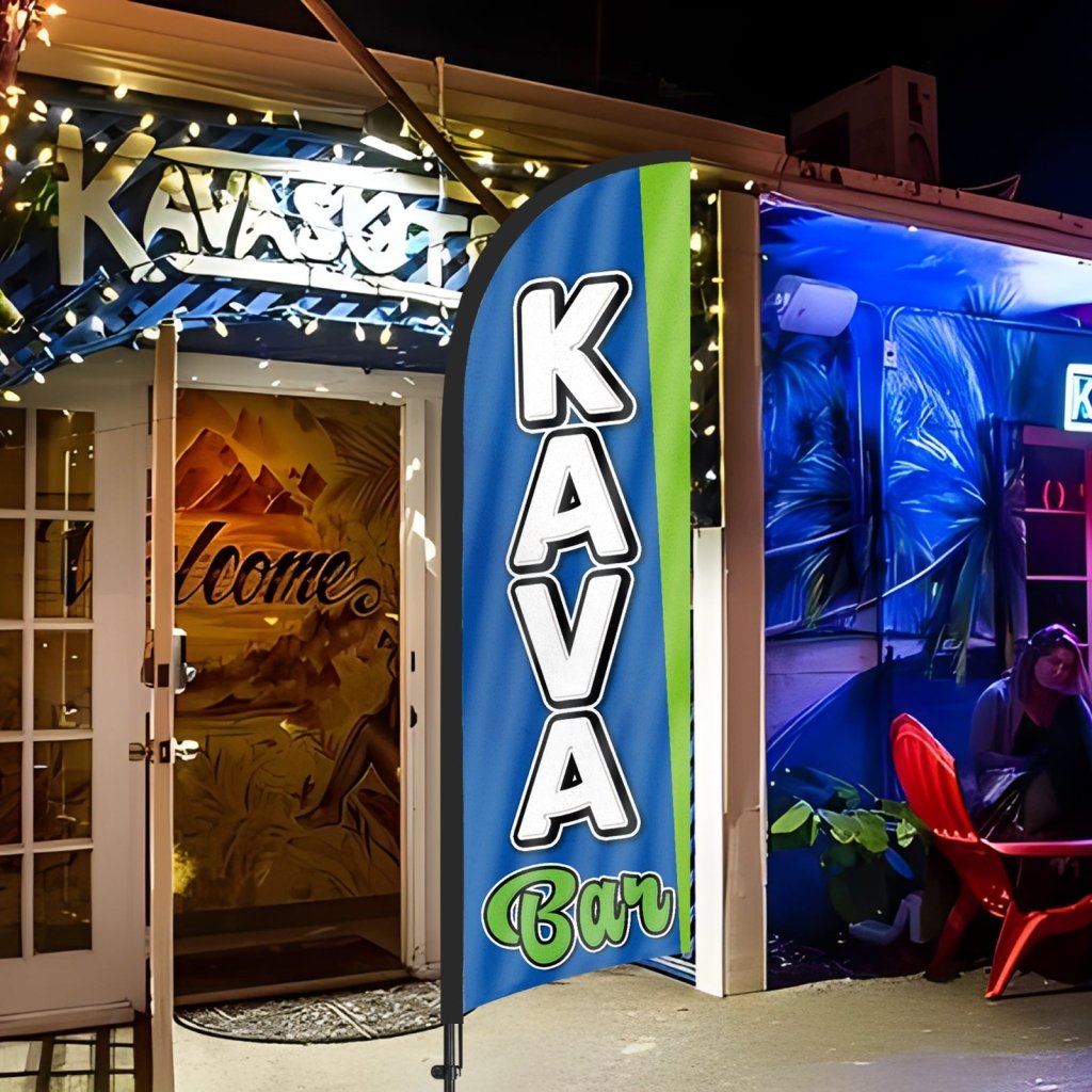 8ft Kava Bar Blue Feather Flag Pole Kit