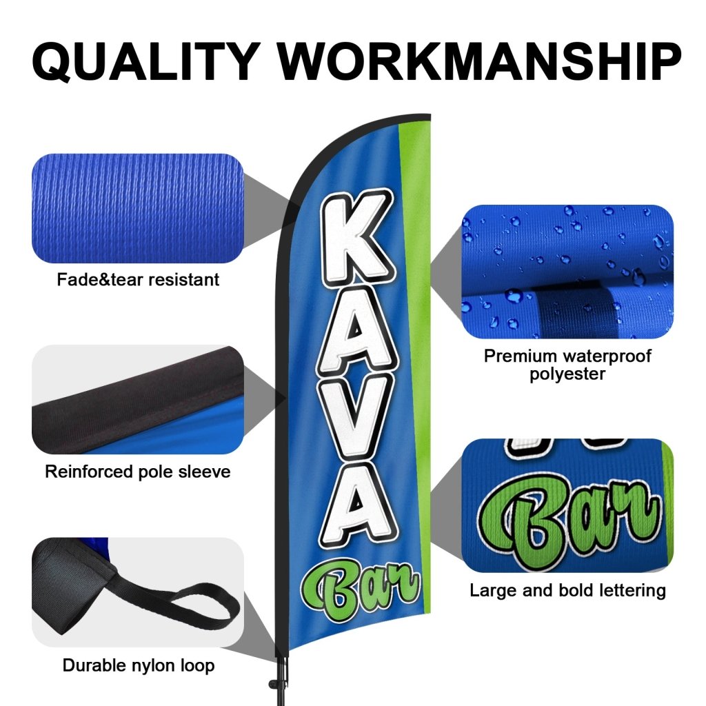 8ft Kava Bar Blue Feather Flag Pole Kit