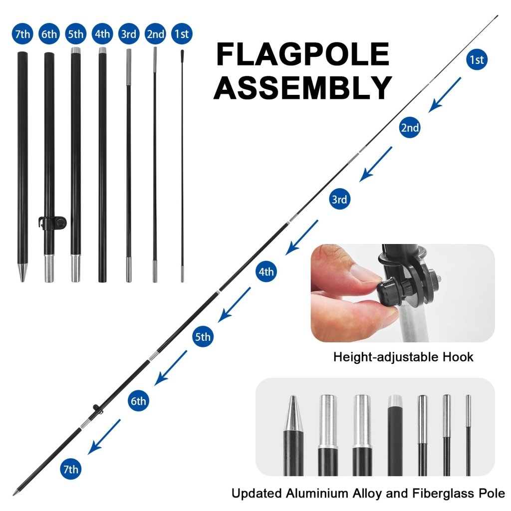 8ft Laundromat Blue 01 Feather Flag Pole Kit