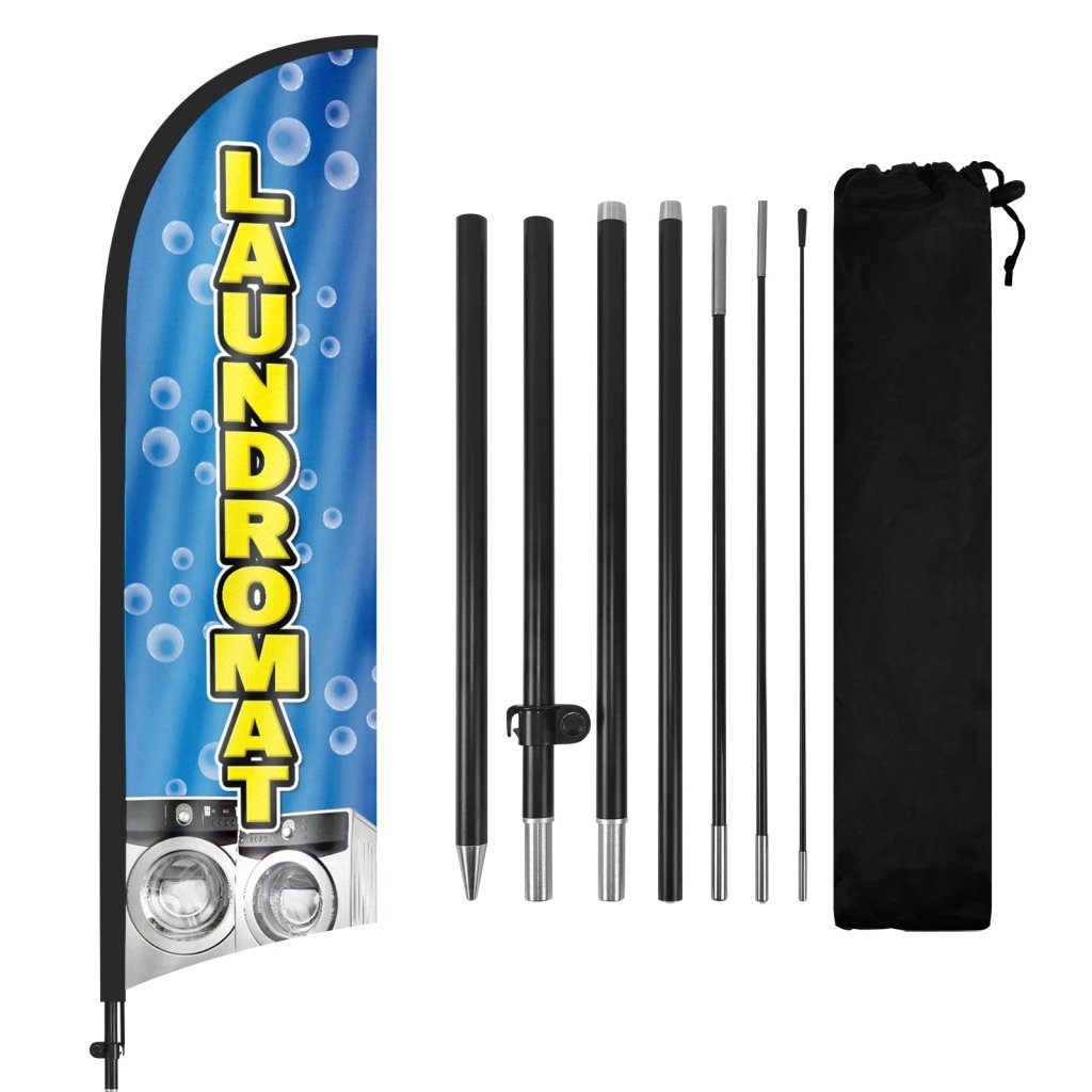8ft Laundromat Blue 01 Feather Flag Pole Kit