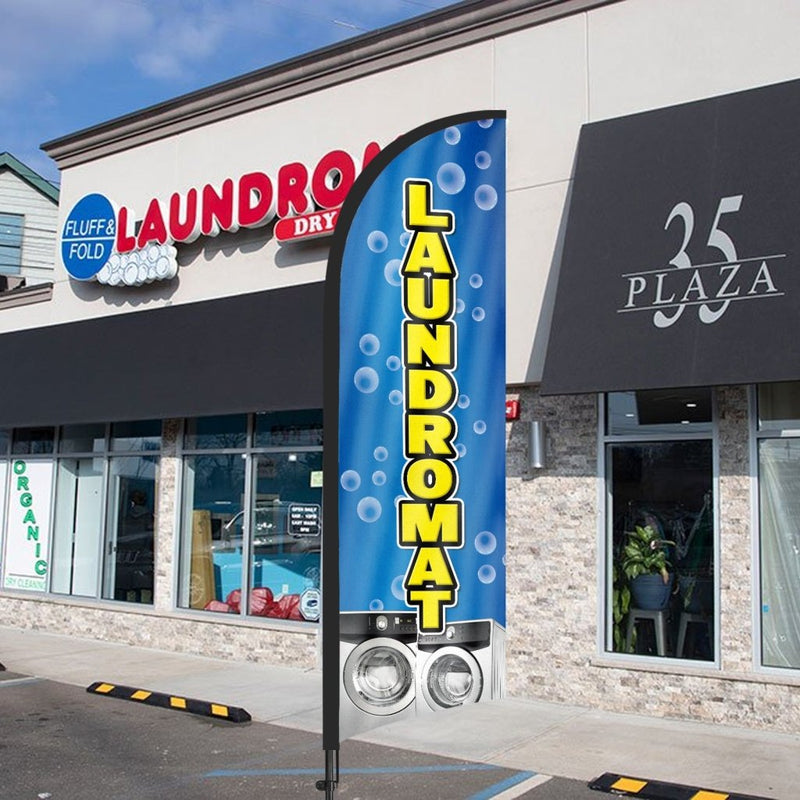 8ft Laundromat Blue 01 Feather Flag Pole Kit