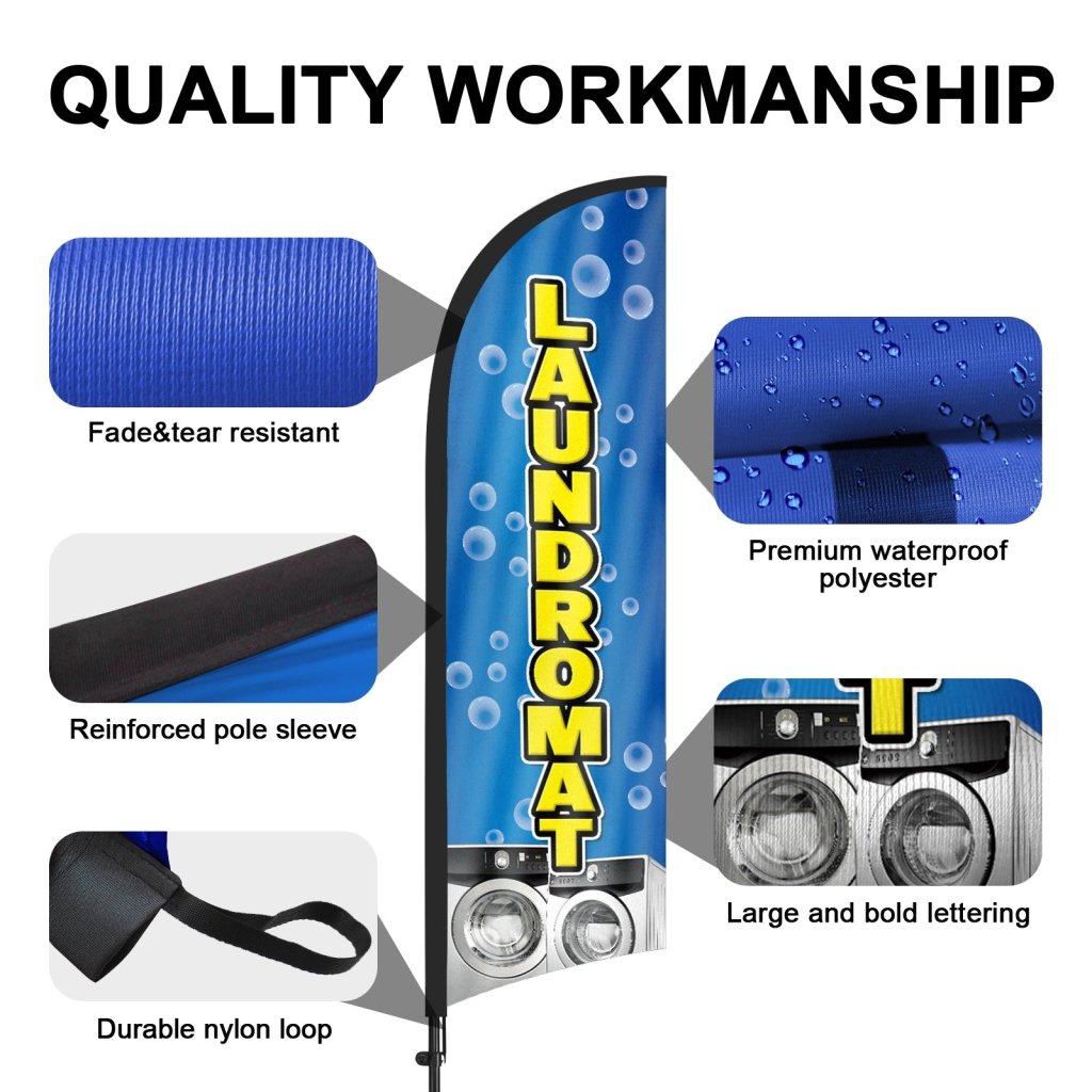 8ft Laundromat Blue 01 Feather Flag Pole Kit