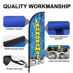 8ft Laundromat Blue 01 Feather Flag Pole Kit