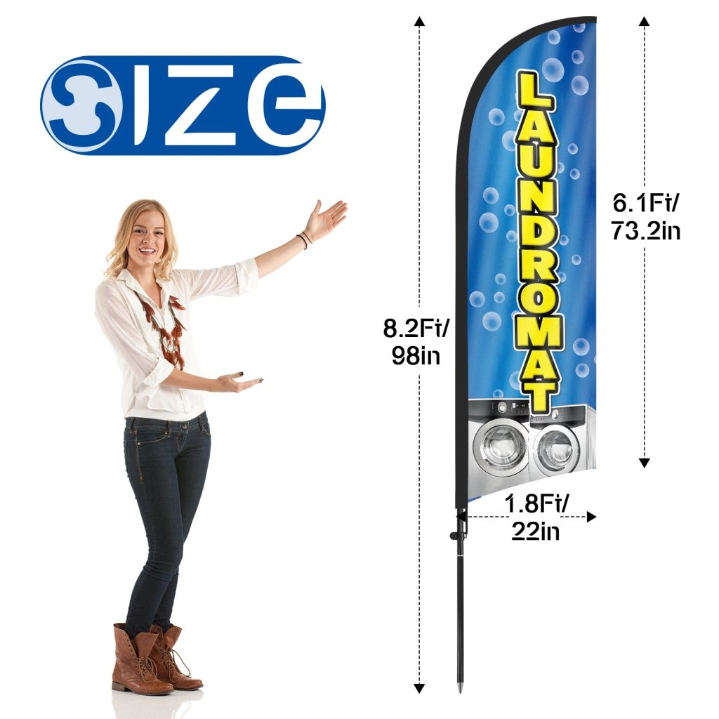 8ft Laundromat Blue 01 Feather Flag Pole Kit