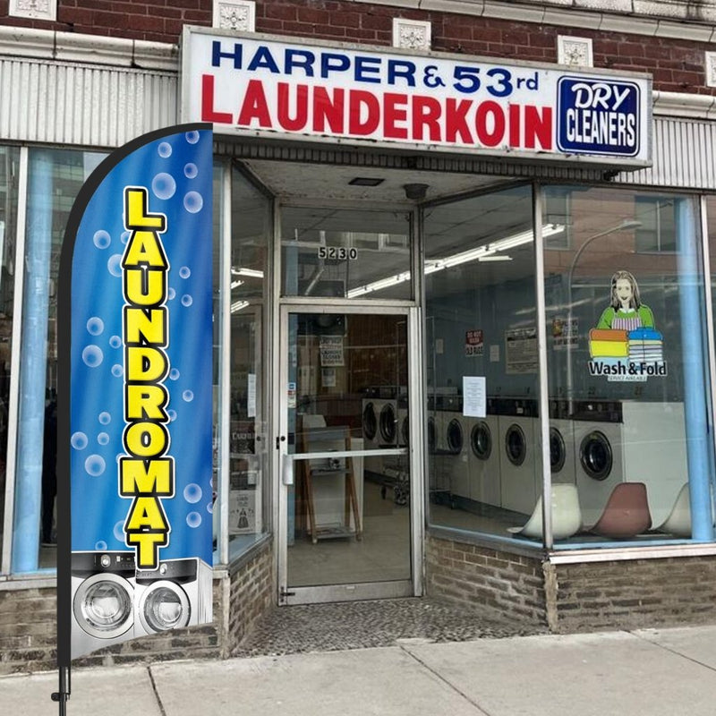 8ft Laundromat Blue 01 Feather Flag Pole Kit