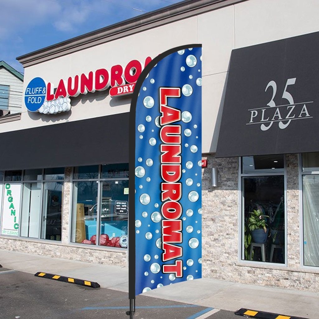 8ft Laundromat Blue 02 Feather Flag Pole Kit