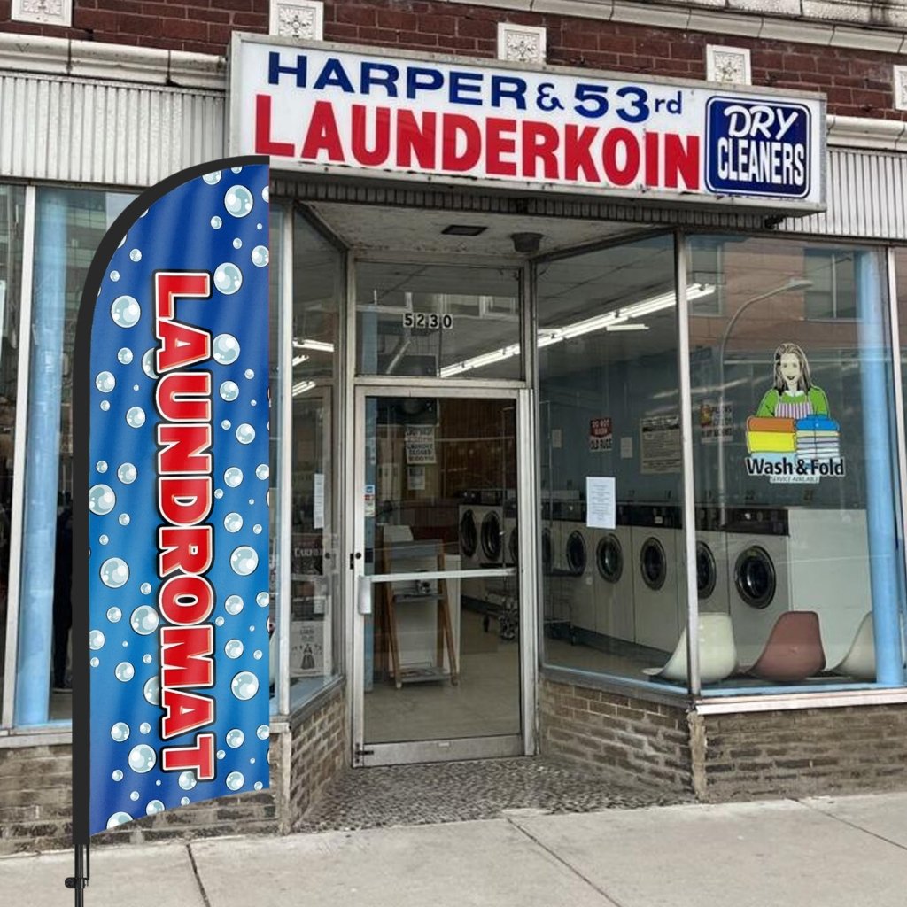 8ft Laundromat Blue 02 Feather Flag Pole Kit