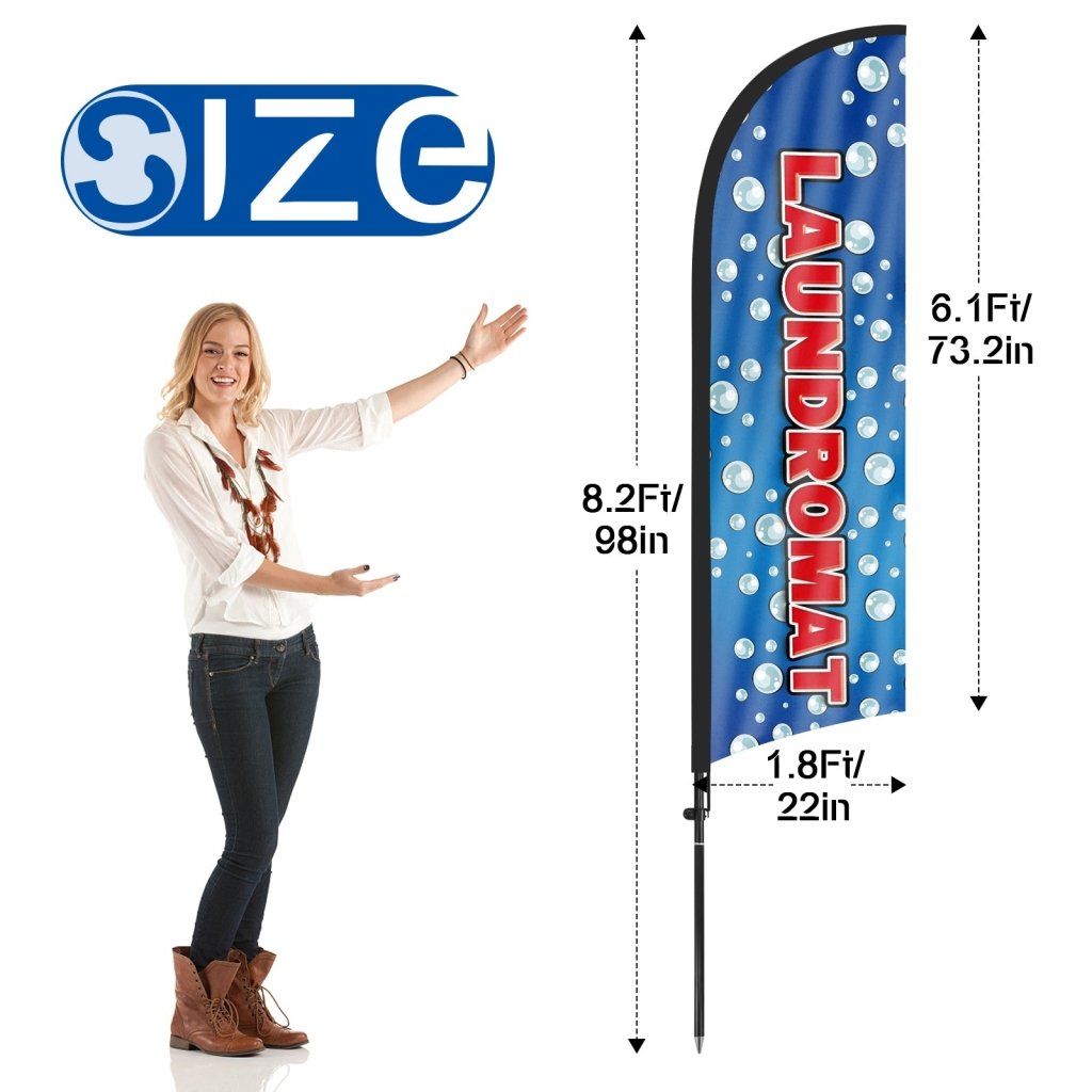 8ft Laundromat Blue 02 Feather Flag Pole Kit