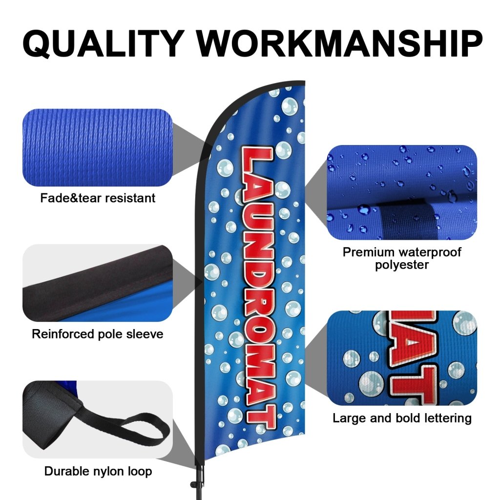 8ft Laundromat Blue 02 Feather Flag Pole Kit