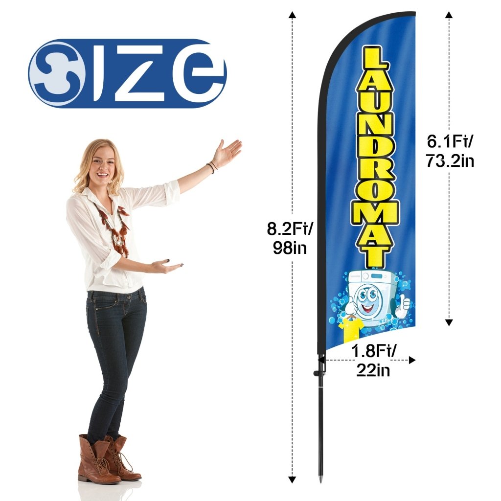 8ft Laundromat Blue Feather Flag Pole Kit