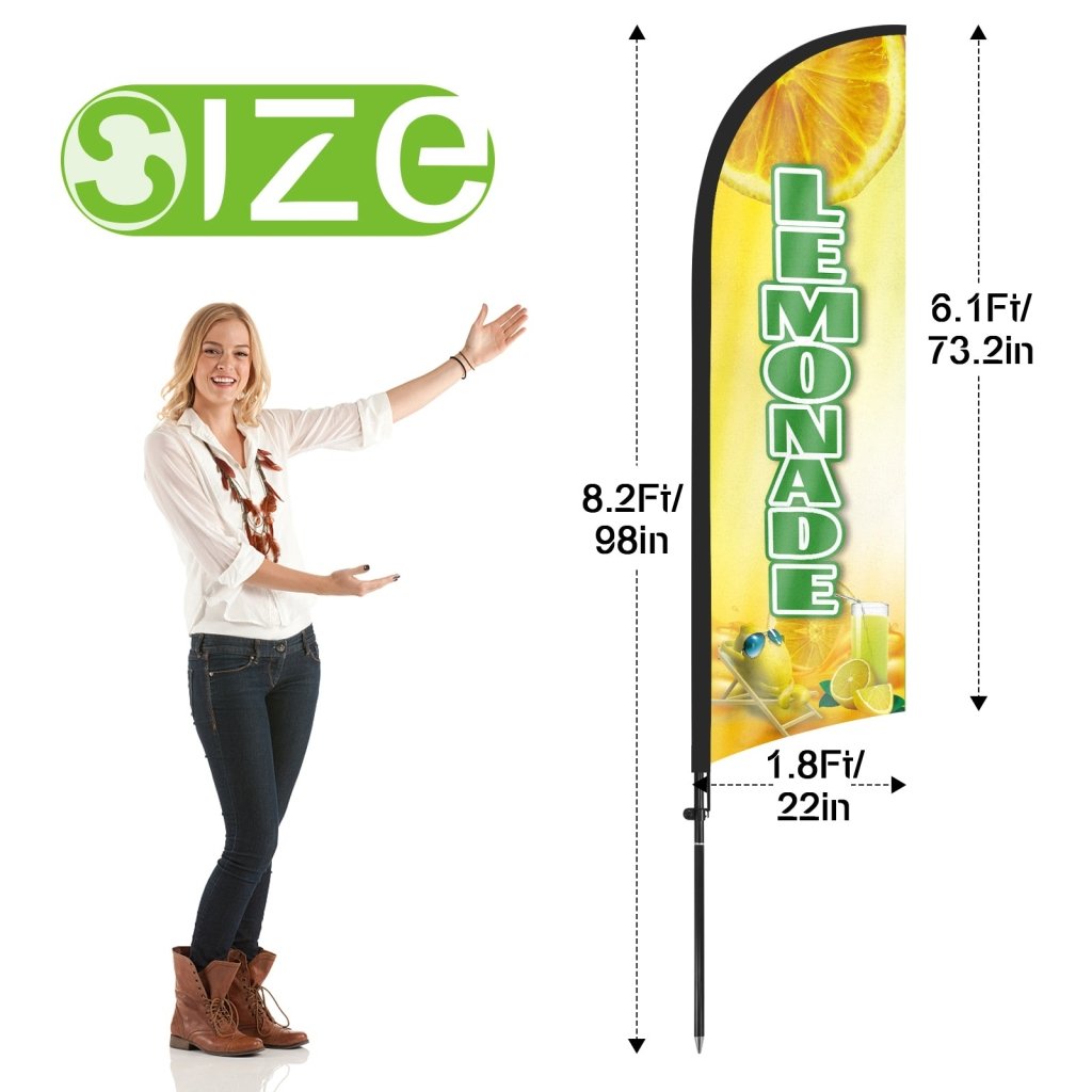 8Ft Lemonade Feather Flag with Pole & Stake