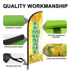 8Ft Lemonade Feather Flag with Pole & Stake