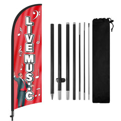 8Ft Live Music Feather Flag with Pole & Stake